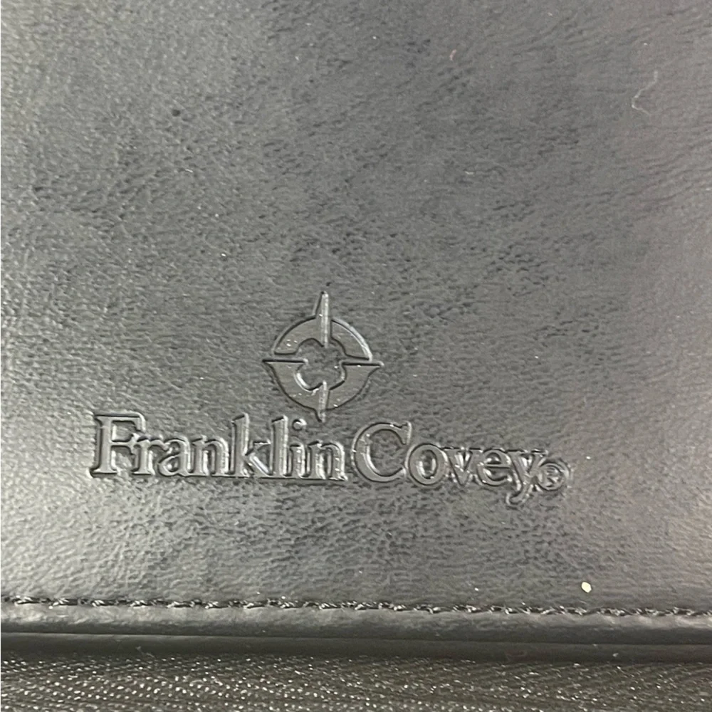 Vintage Franklin Covey Leather Trim Canvas 7 Ring Planner Organizer Binder